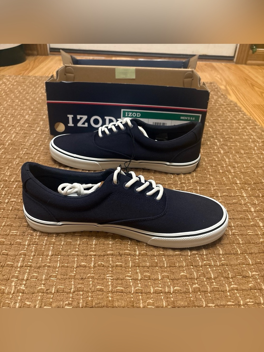 Izod Navy and White Low-Top Canvas Sneakers
